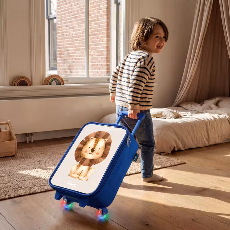 Kinderkoffer - Blauw - Leeuw illustratie met beige achtergrond — 3