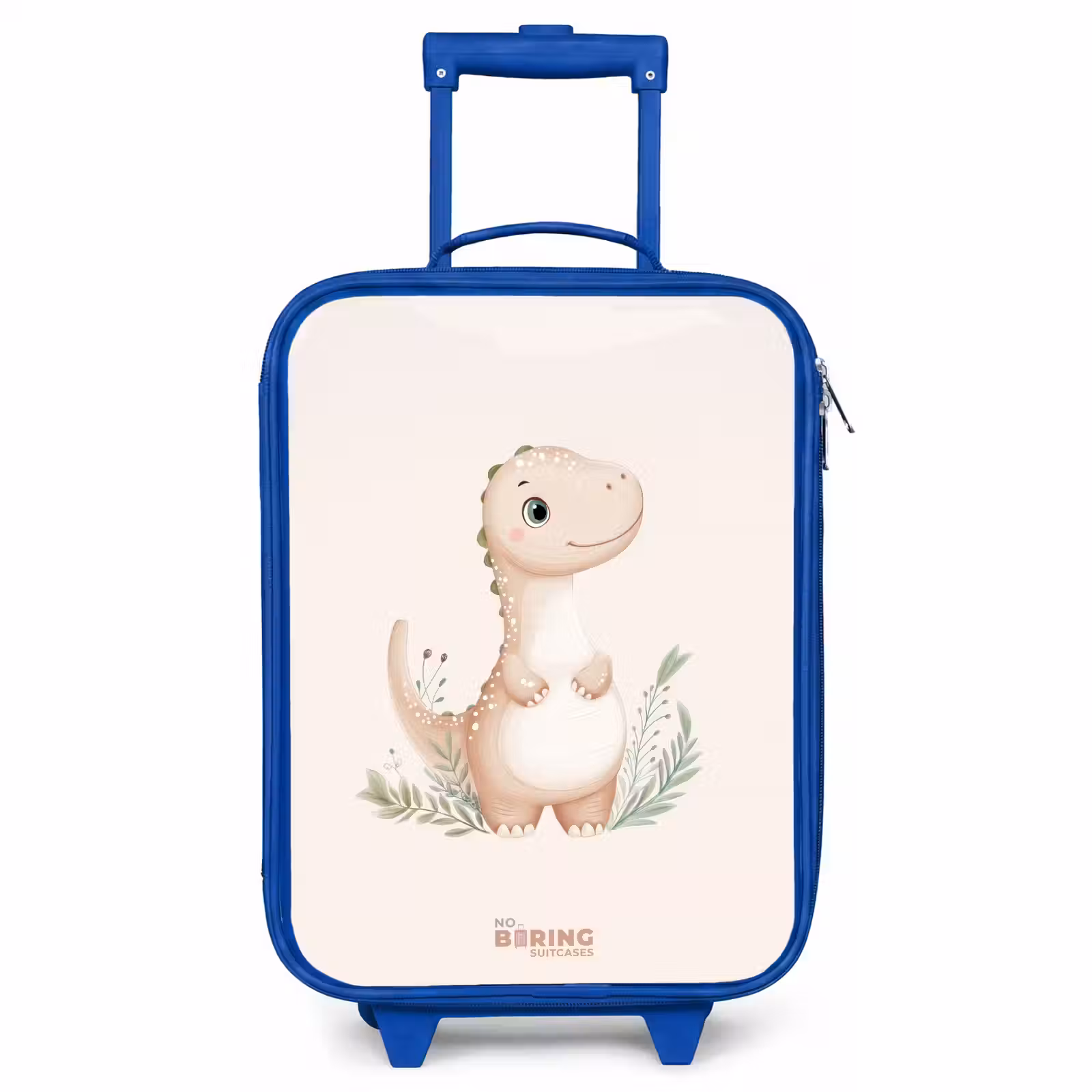 Kinderkoffer - Blauw - Beige dinosaurus met groene blaadjes — 1