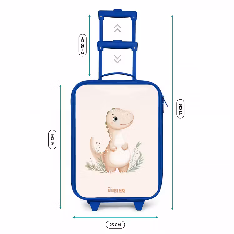 Kinderkoffer - Blauw - Beige dinosaurus met groene blaadjes — 6