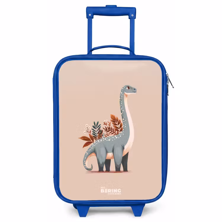 Kinderkoffer - Blauw - Blauwe dinosaurus op een beige achtergrond — 1