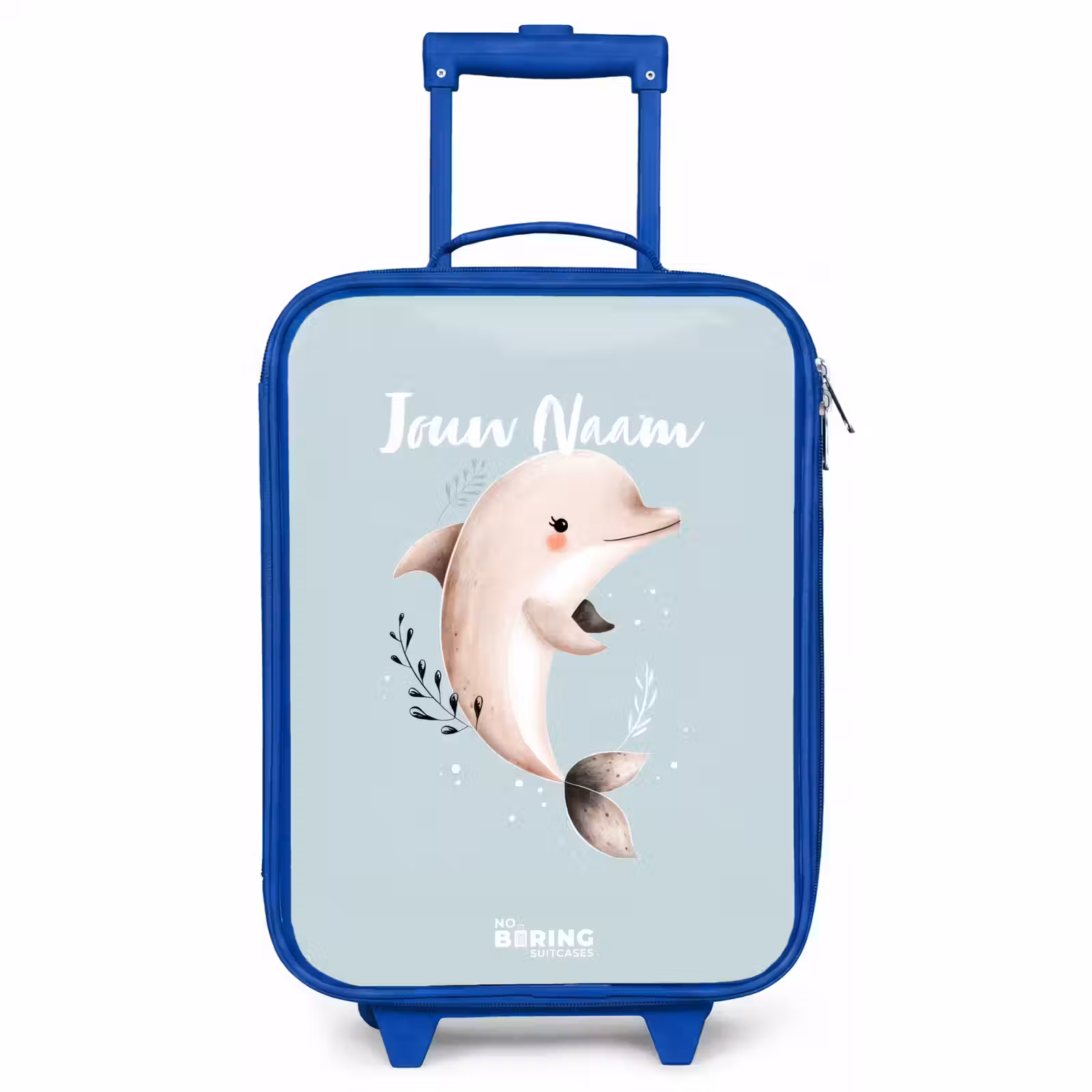 Kinderkoffer - Blauw - Beige dolfijn in blauw water — 1