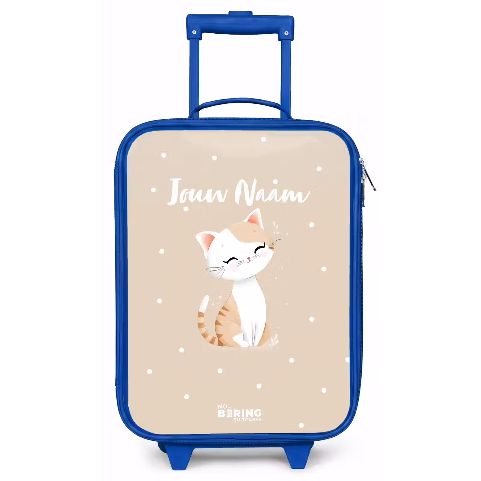 Kinderkoffer - Blauw - Kat omringd door beige stippen — 1