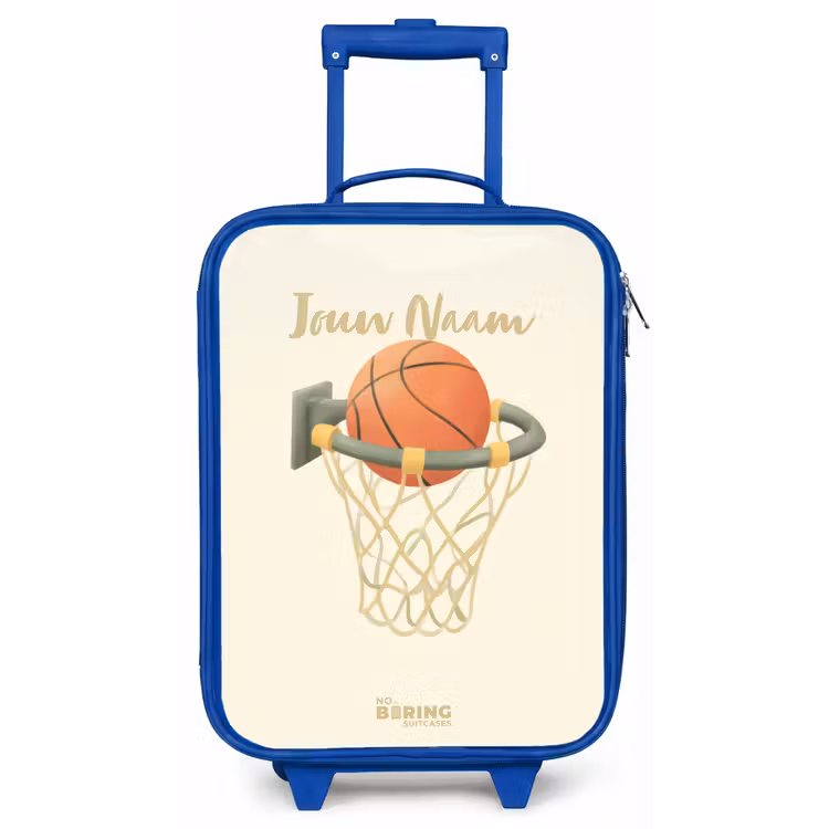 Kinderkoffer - Blauw - Basketbal in neutrale kleuren — 1