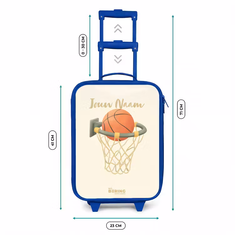 Kinderkoffer - Blauw - Basketbal in neutrale kleuren — 6