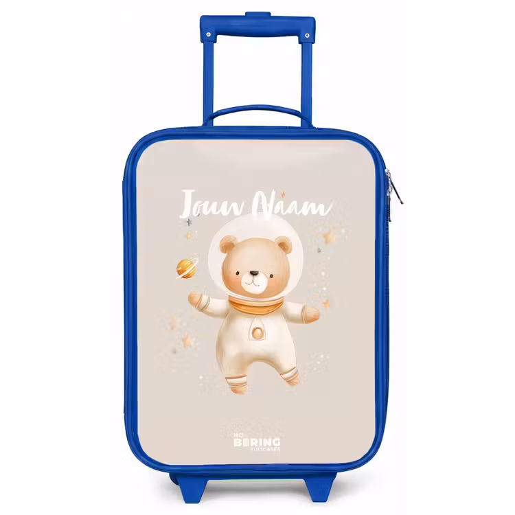Kinderkoffer - Blauw - Beige ruimtebeer zweeft tussen sterren — 1