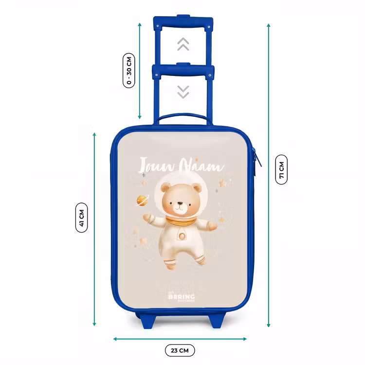 Kinderkoffer - Blauw - Beige ruimtebeer zweeft tussen sterren — 6