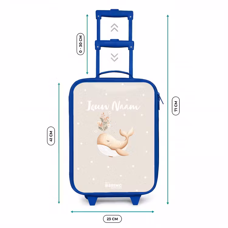 Kinderkoffer - Blauw - Beige walvis in bloemenzee — 6
