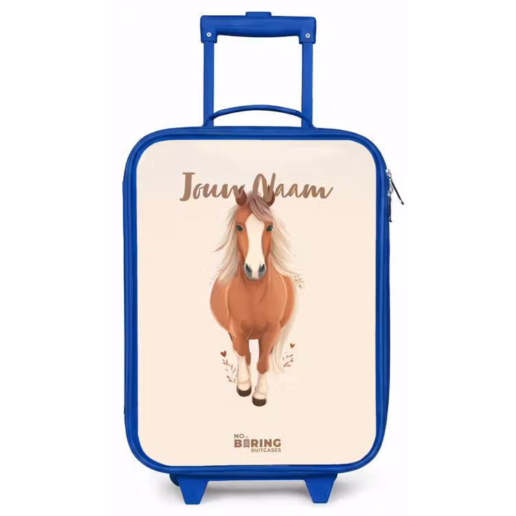 Kinderkoffer - Blauw - Bruin paard in gallop — 1