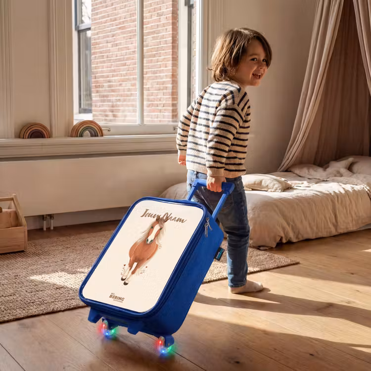 Kinderkoffer - Blauw - Bruin paard in gallop — 3