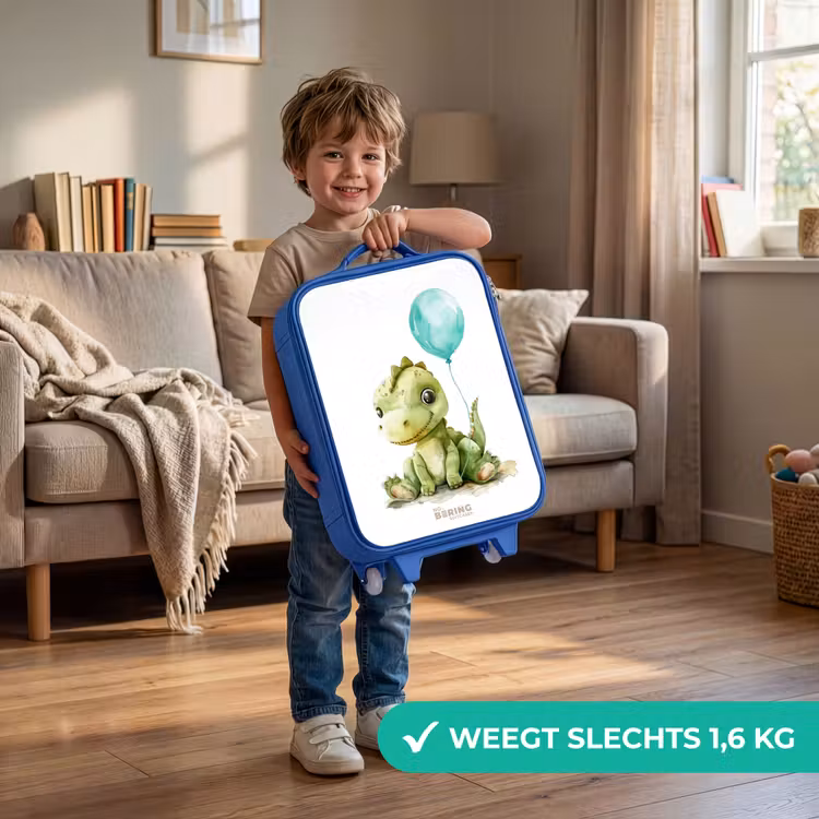 Kinderkoffer - Blauw - Dino met blauwe ballon — 2