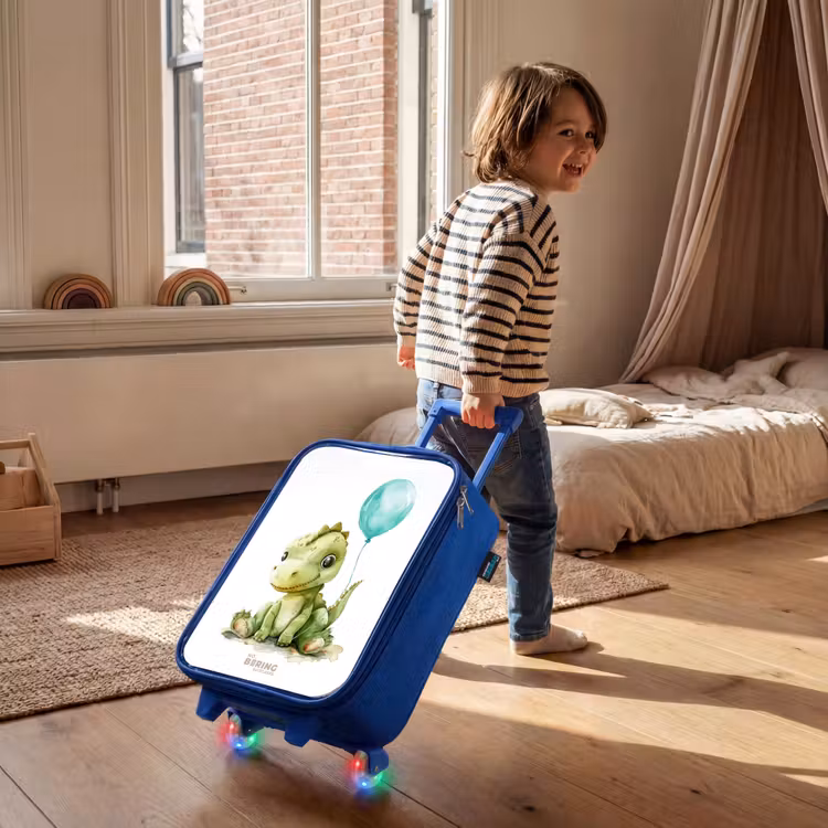 Kinderkoffer - Blauw - Dino met blauwe ballon — 3