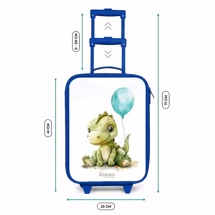 Kinderkoffer - Blauw - Dino met blauwe ballon — 6
