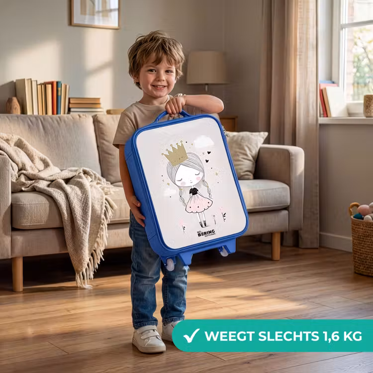 Kinderkoffer - Blauw - Dromerige prinses met gevlochten haar — 2