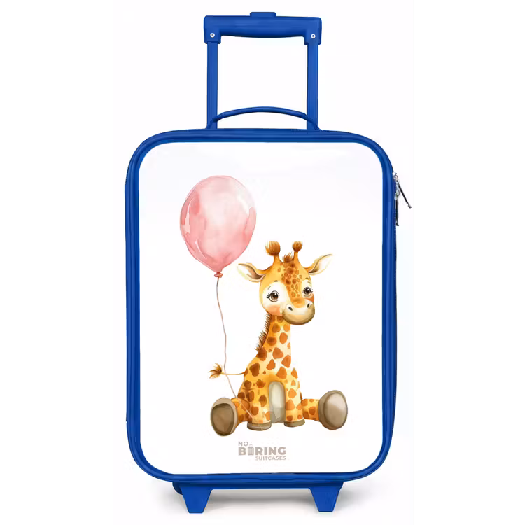 Kinderkoffer - Blauw - Giraffe met roze ballon — 1