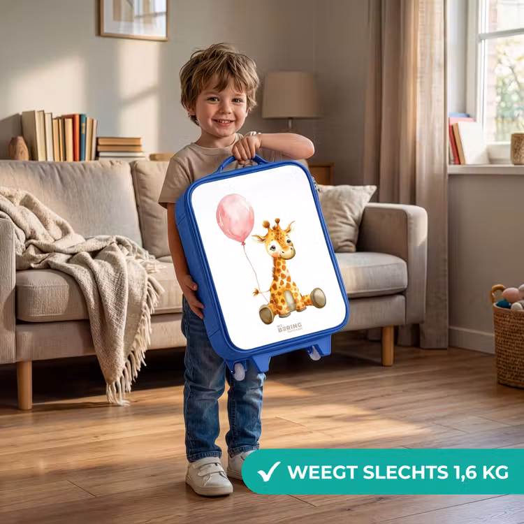 Kinderkoffer - Blauw - Giraffe met roze ballon — 2