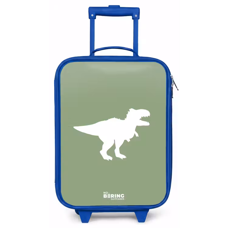Kinderkoffer - Blauw - Groen met T-rex dino — 1