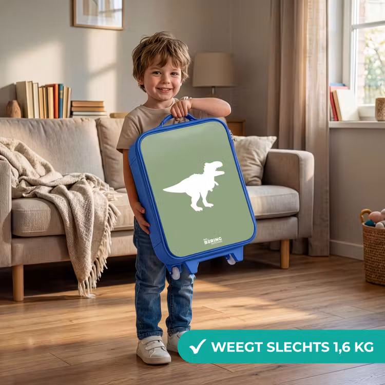 Kinderkoffer - Blauw - Groen met T-rex dino — 2