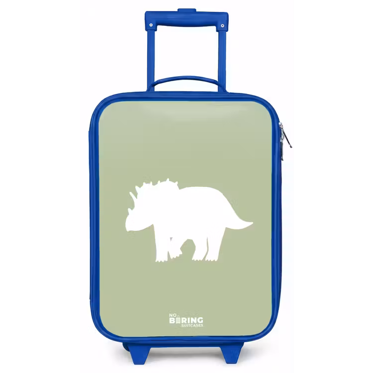 Kinderkoffer - Blauw - Groen met Triceratops dino — 1