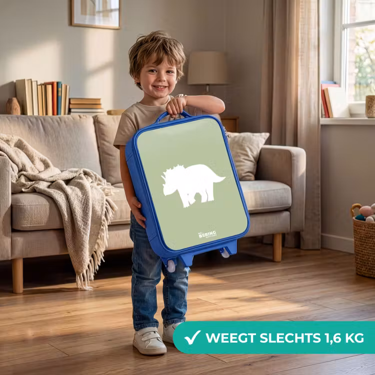 Kinderkoffer - Blauw - Groen met Triceratops dino — 2