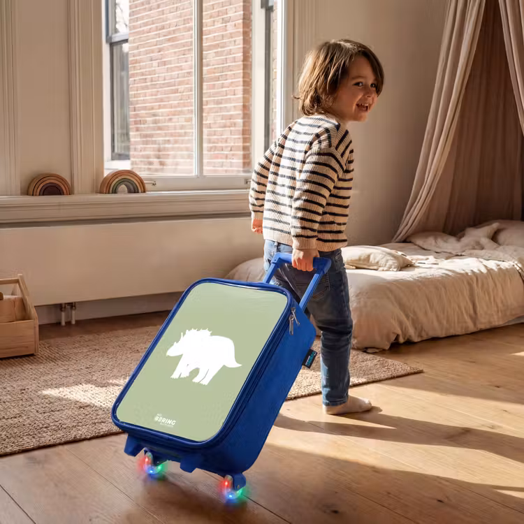 Kinderkoffer - Blauw - Groen met Triceratops dino — 3