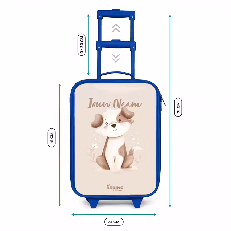 Kinderkoffer - Blauw - Hond in de kleuren bruin en beige — 6