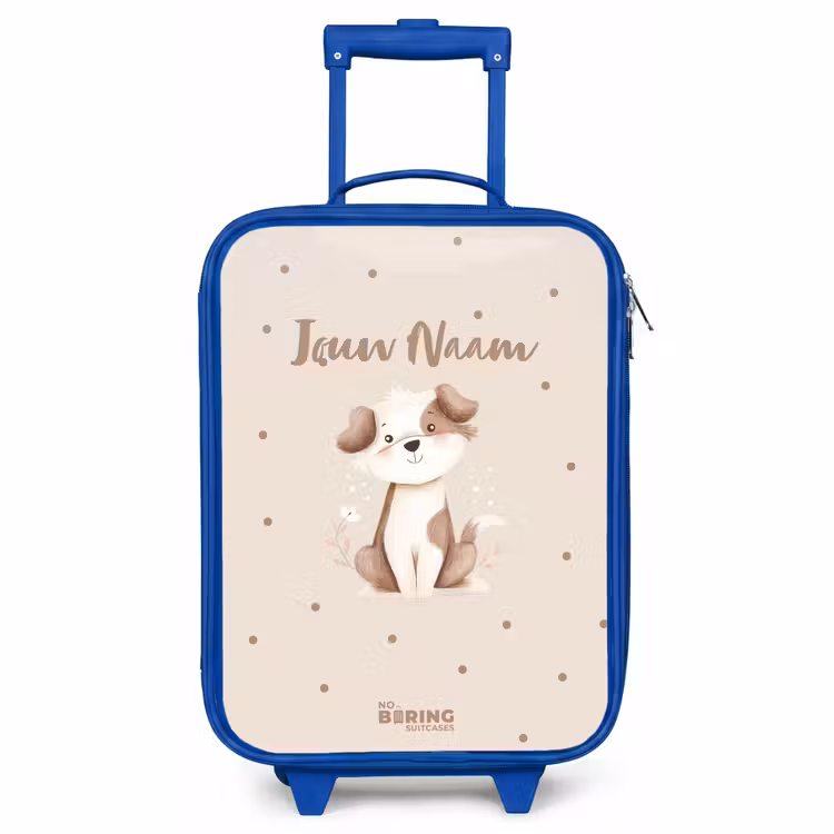 Kinderkoffer - Blauw - Honden pup omringd door bruine stippen — 1