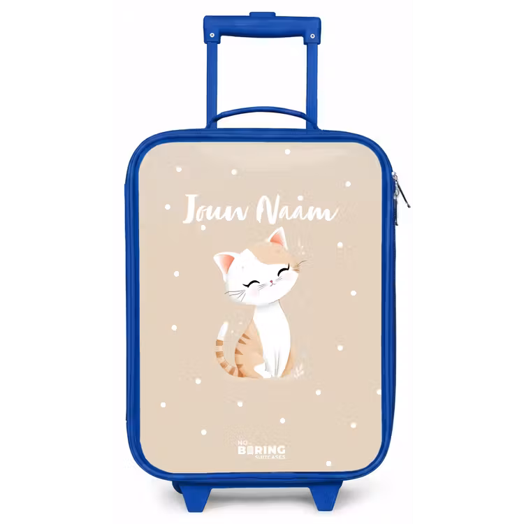 Kinderkoffer - Blauw - Kat omringd door beige stippen — 1