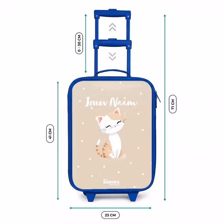 Kinderkoffer - Blauw - Kat omringd door beige stippen — 6