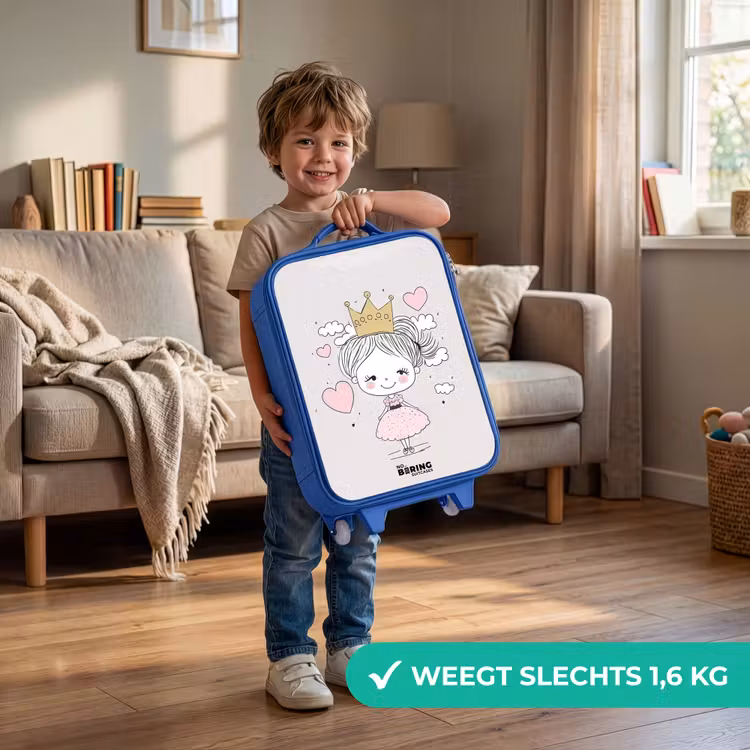 Kinderkoffer - Blauw - Kleine prinses met hartjes — 2