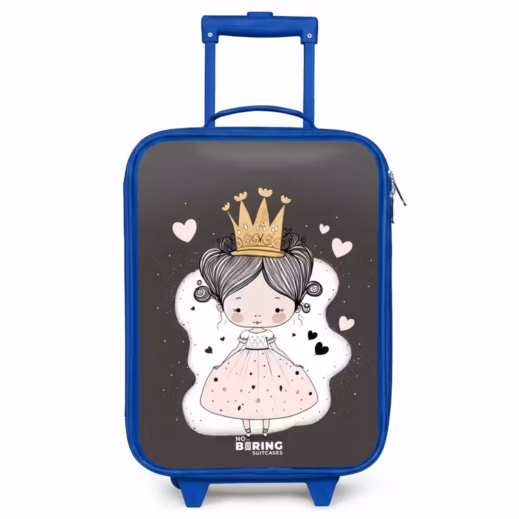 Kinderkoffer - Blauw - Kleine prinses op zwarte achtergrond — 1