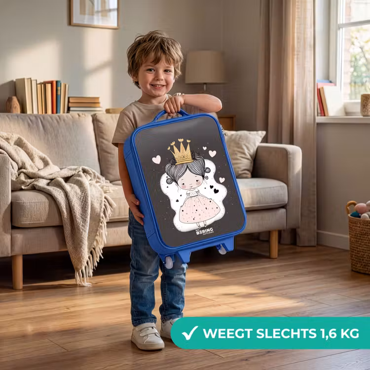 Kinderkoffer - Blauw - Kleine prinses op zwarte achtergrond — 2