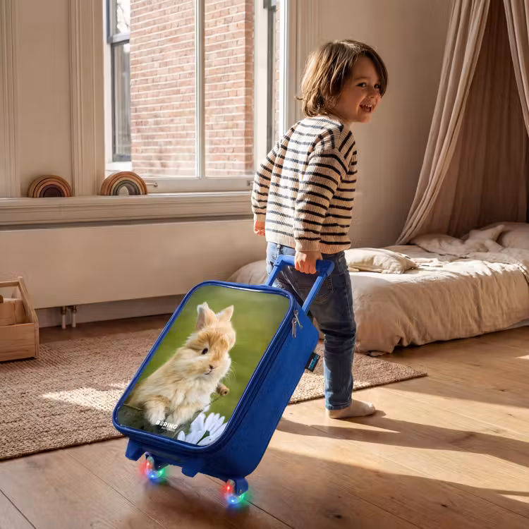 Kinderkoffer - Blauw - Konijn in bloempot — 3