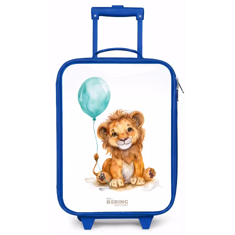Kinderkoffer - Blauw - Leeuw met blauwe ballon — 1