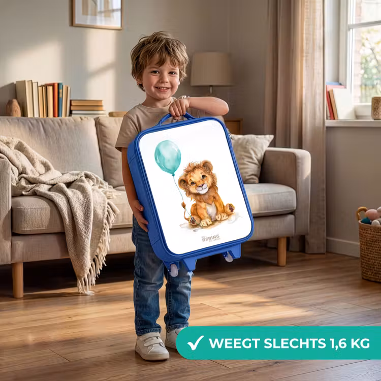 Kinderkoffer - Blauw - Leeuw met blauwe ballon — 2
