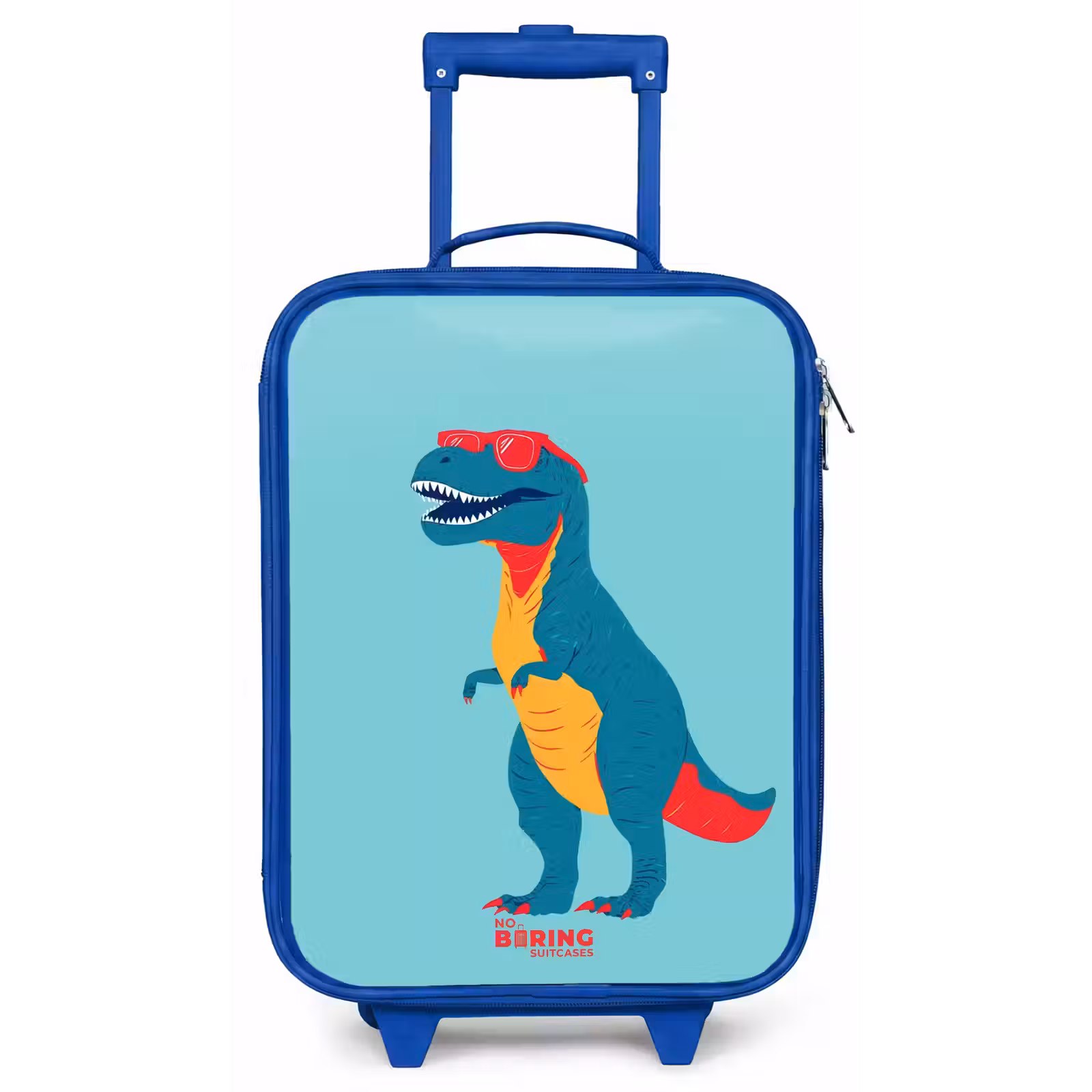 Kinderkoffer - Blauw - Coole T. rex met zonnebril — 1