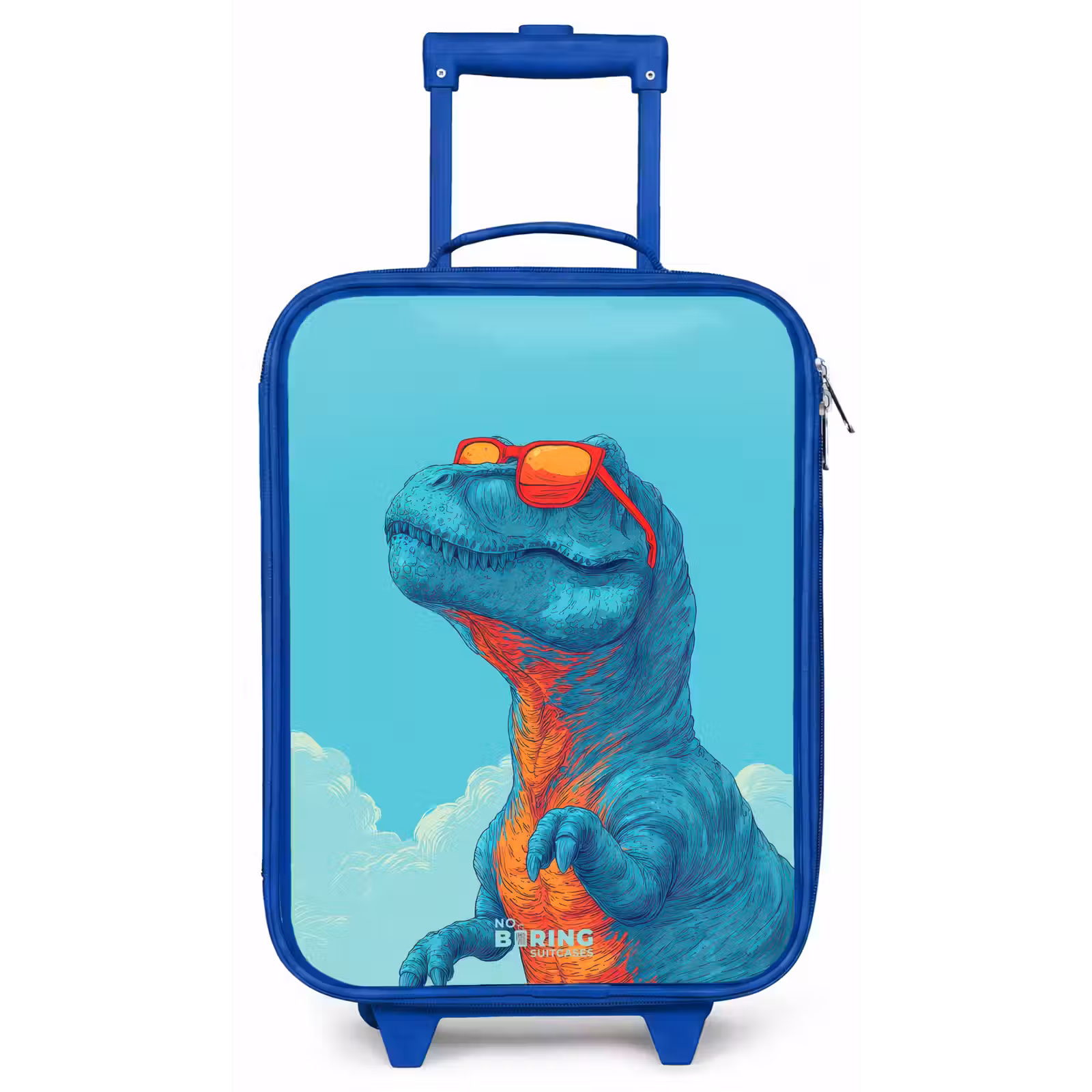 Kinderkoffer - Blauw - Dino met zonnebril — 1