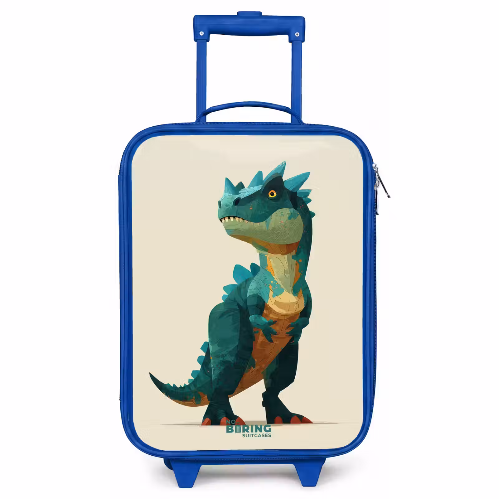 Kinderkoffer - Blauw - Gehoornde dino met scherpe blik — 1