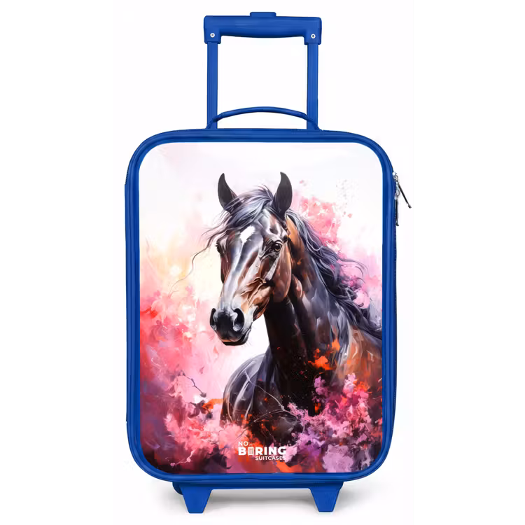 Kinderkoffer - Blauw - Aquarel paard in kleurexplosie — 1