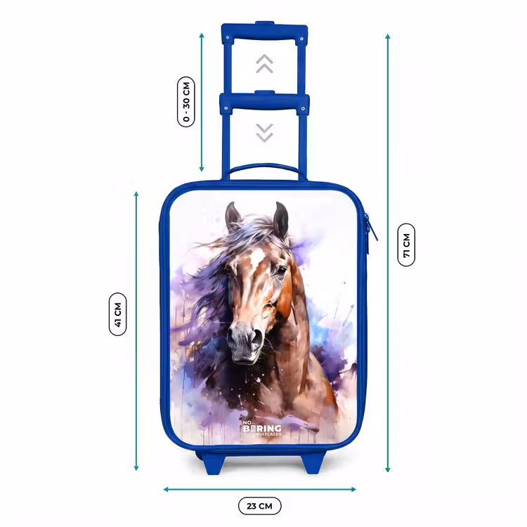 Kinderkoffer - Blauw - Aquarel paard met kleurrijke spatten — 6