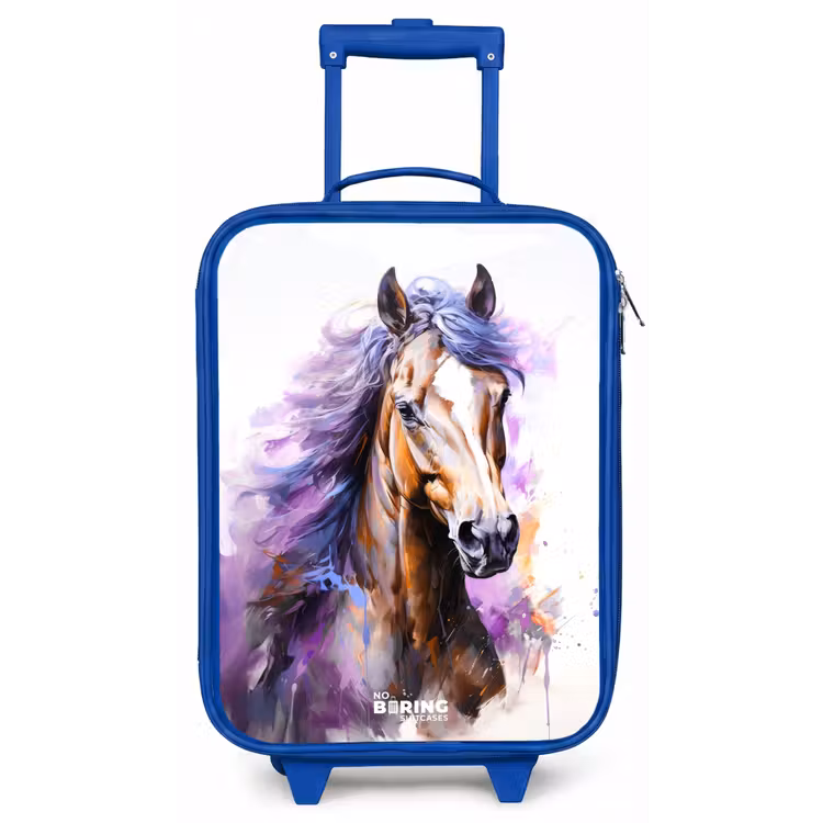 Kinderkoffer - Blauw - Aquarel paard met paarse manen — 1