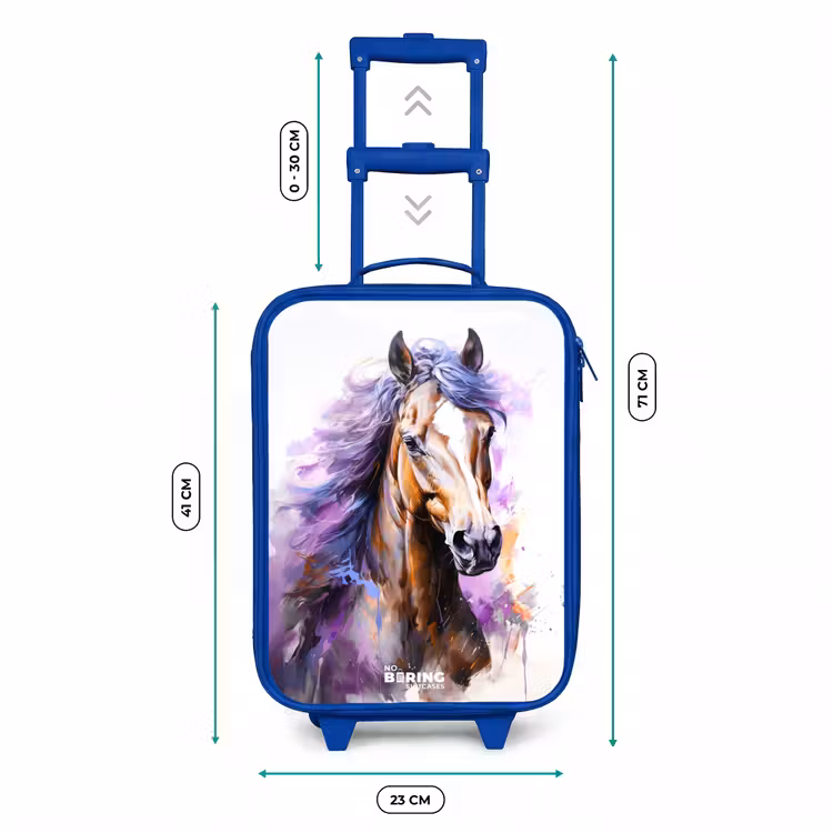 Kinderkoffer - Blauw - Aquarel paard met paarse manen — 6