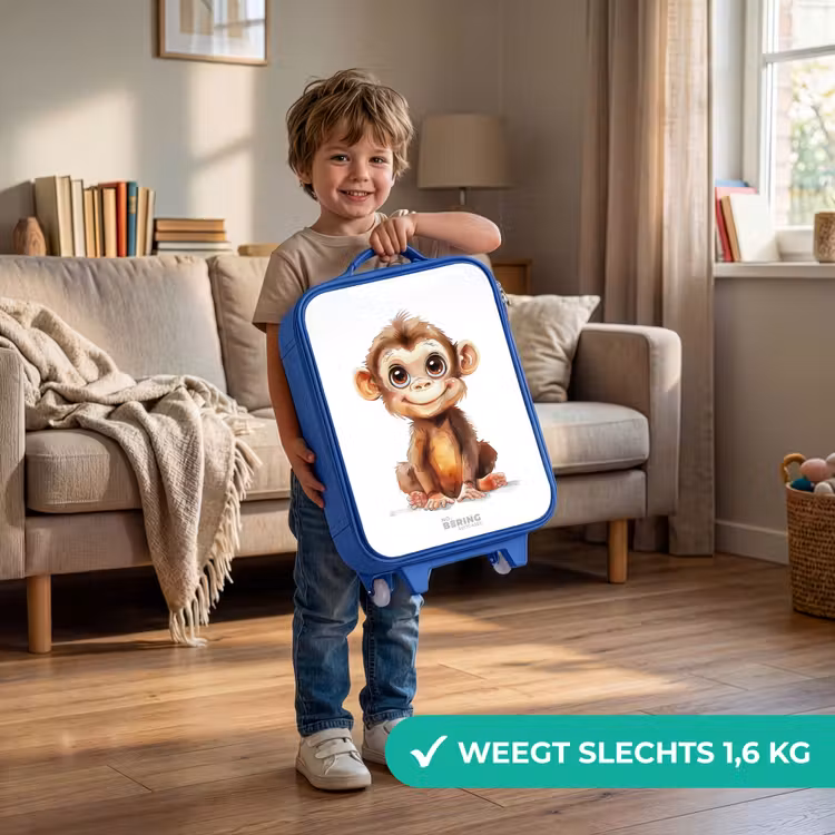 Kinderkoffer - Blauw - Baby aap — 2