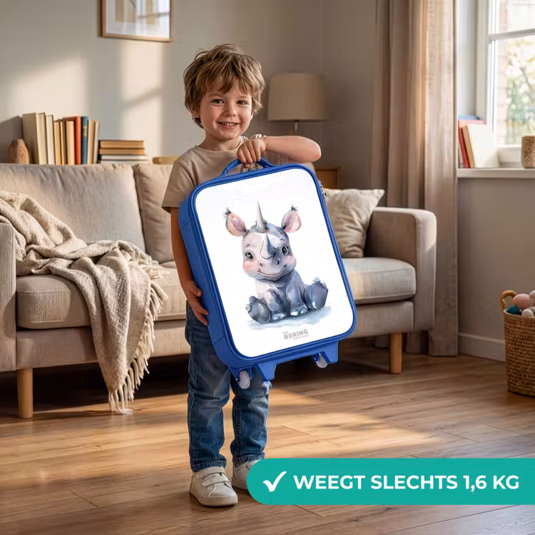 Kinderkoffer - Blauw - Baby neushoorn — 2