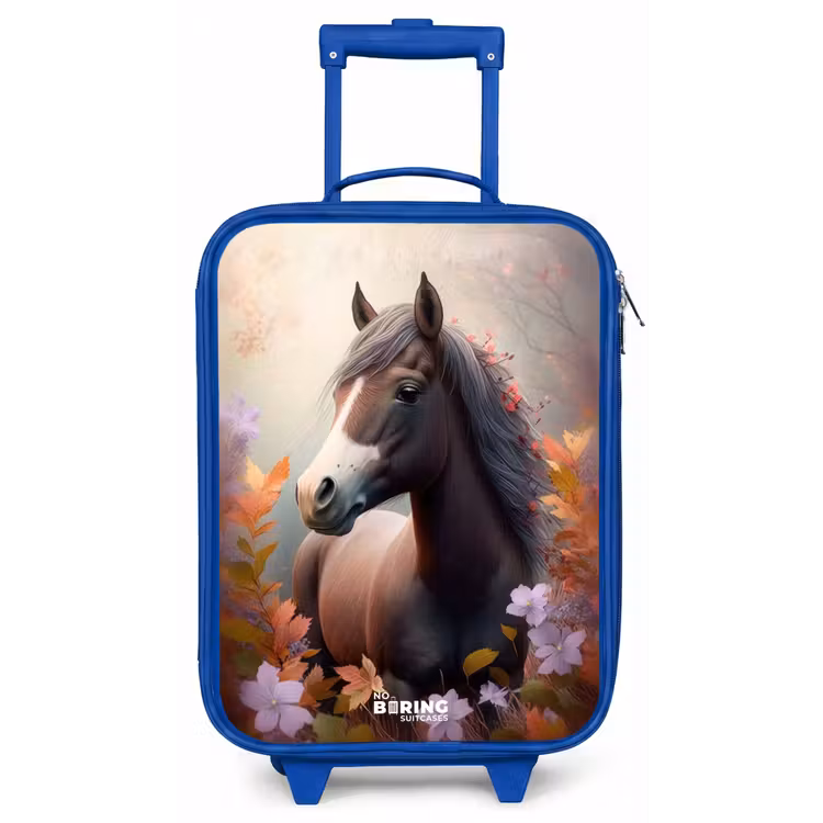 Kinderkoffer - Blauw - Bruin paard in de herfst — 1