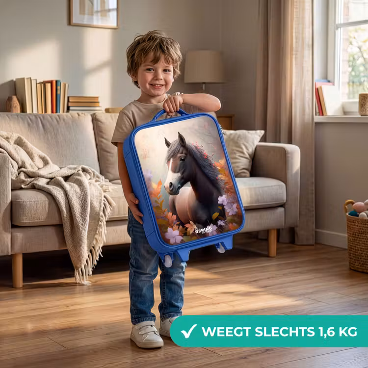 Kinderkoffer - Blauw - Bruin paard in de herfst — 2