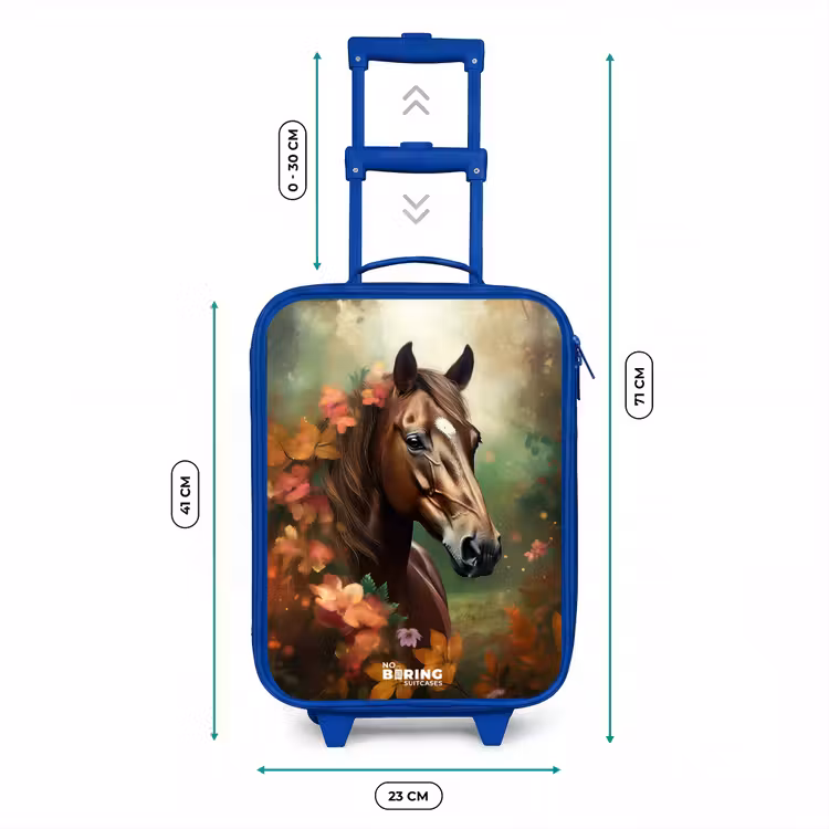 Kinderkoffer - Blauw - Bruin paard tussen de bloemen — 6