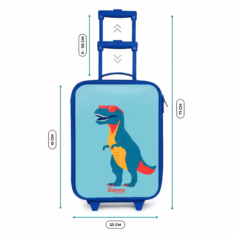 Kinderkoffer - Blauw - Coole T. rex met zonnebril — 6