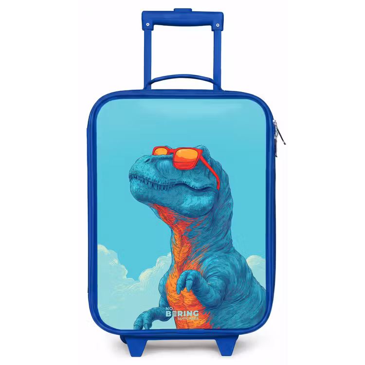 Kinderkoffer - Blauw - Dino met zonnebril — 1