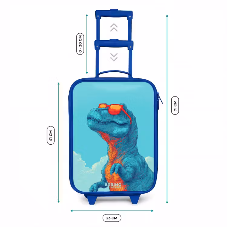 Kinderkoffer - Blauw - Dino met zonnebril — 6