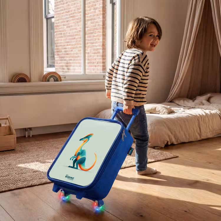 Kinderkoffer - Blauw - Elegante dino met kam — 3